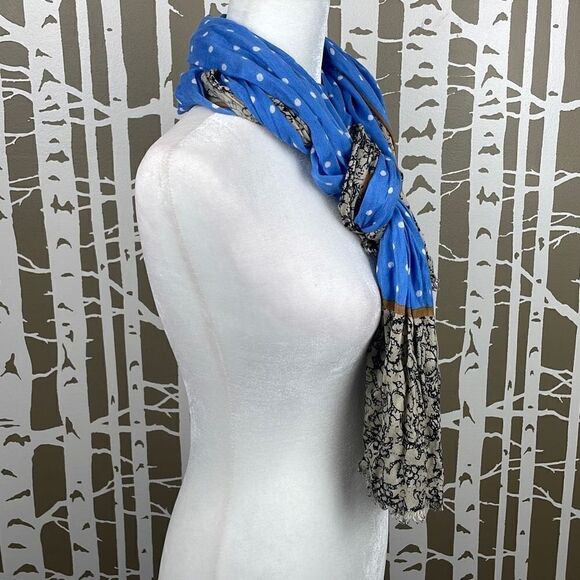 Cruise Ready Cornflower Blue Polka Dot Scarf Wrap - Picture 9 of 10